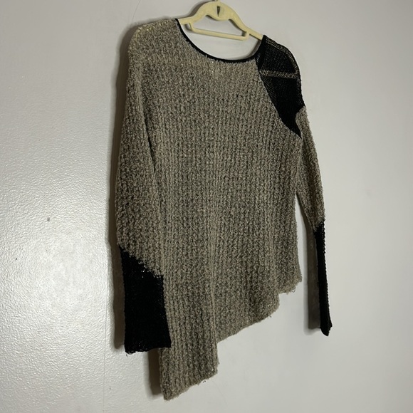 Helmut Lang Flecked Boucle asymmetrical Sweater wool colorblock small - Picture 6 of 7